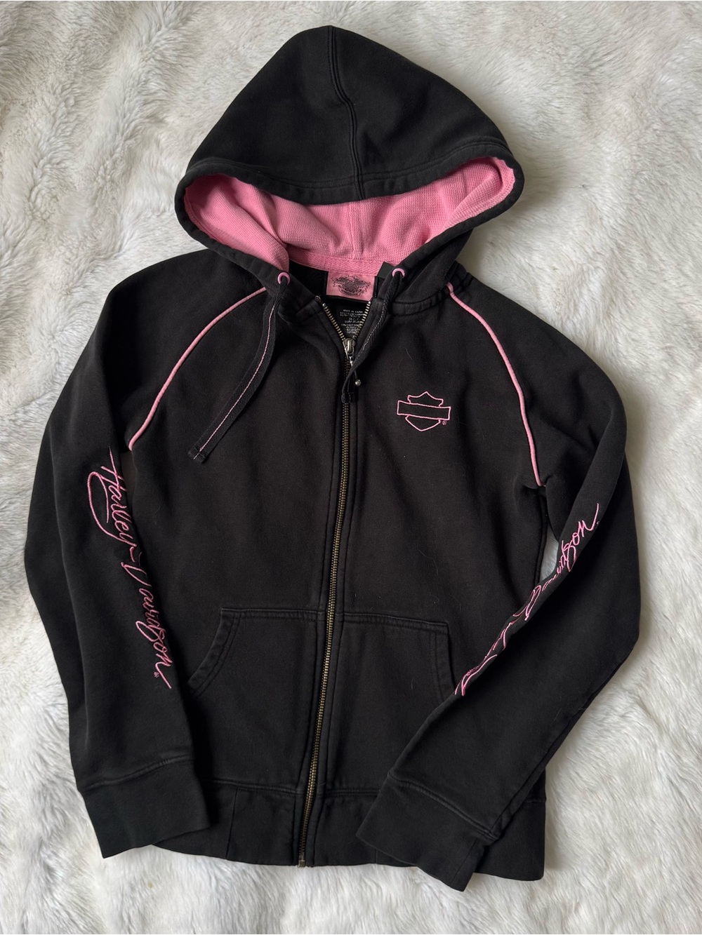 Harley-Davidson Black & Pink Zip Hoodie